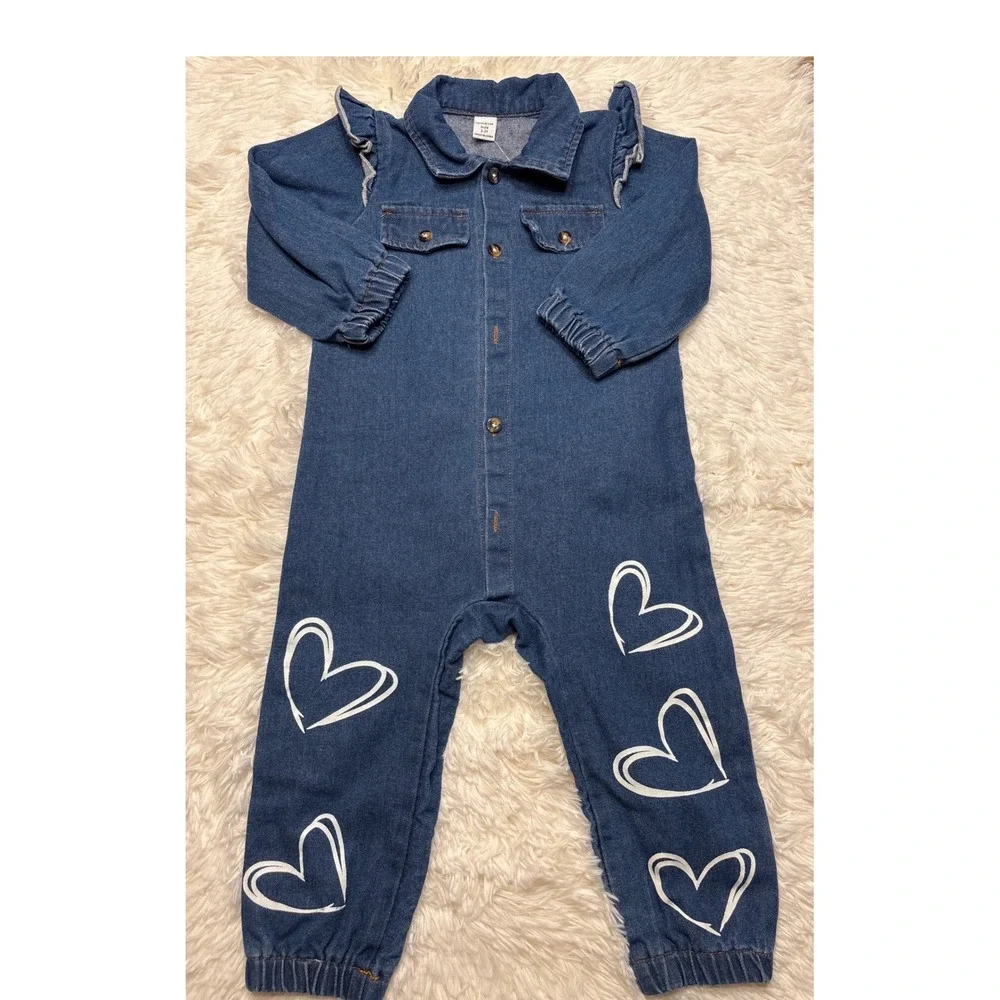 SHEIN Toddler Girls Blue White Clothing Lot 2-3Y Jumpsuit Dress Leggings 7pc Set